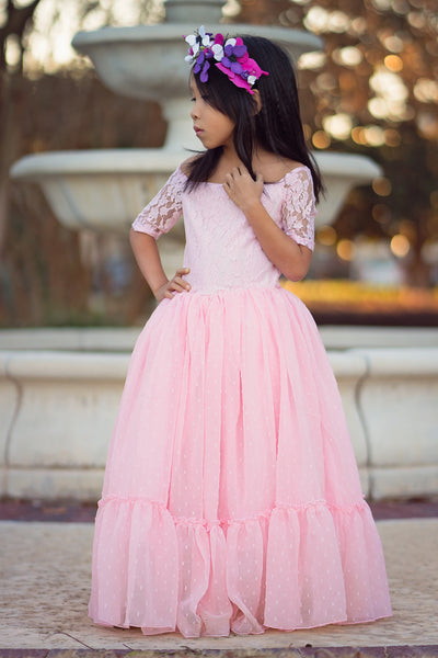 blush pink lace flower girl dresses