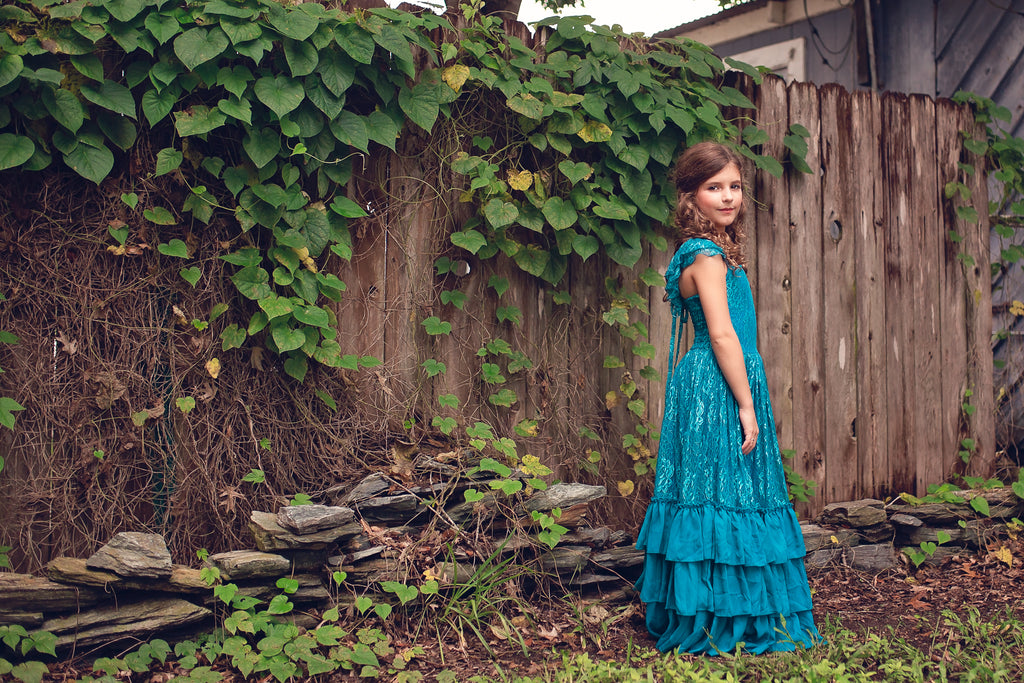 beach boho junior bridesmaid peacock blue lace dresses rustic flower girl maxi dress