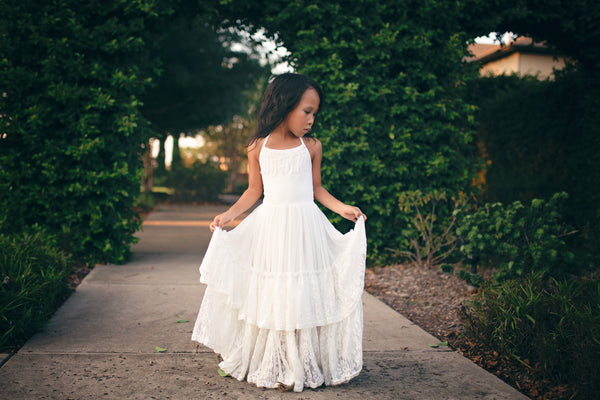white lace flower girl maxi dress bohemian dresses for kids