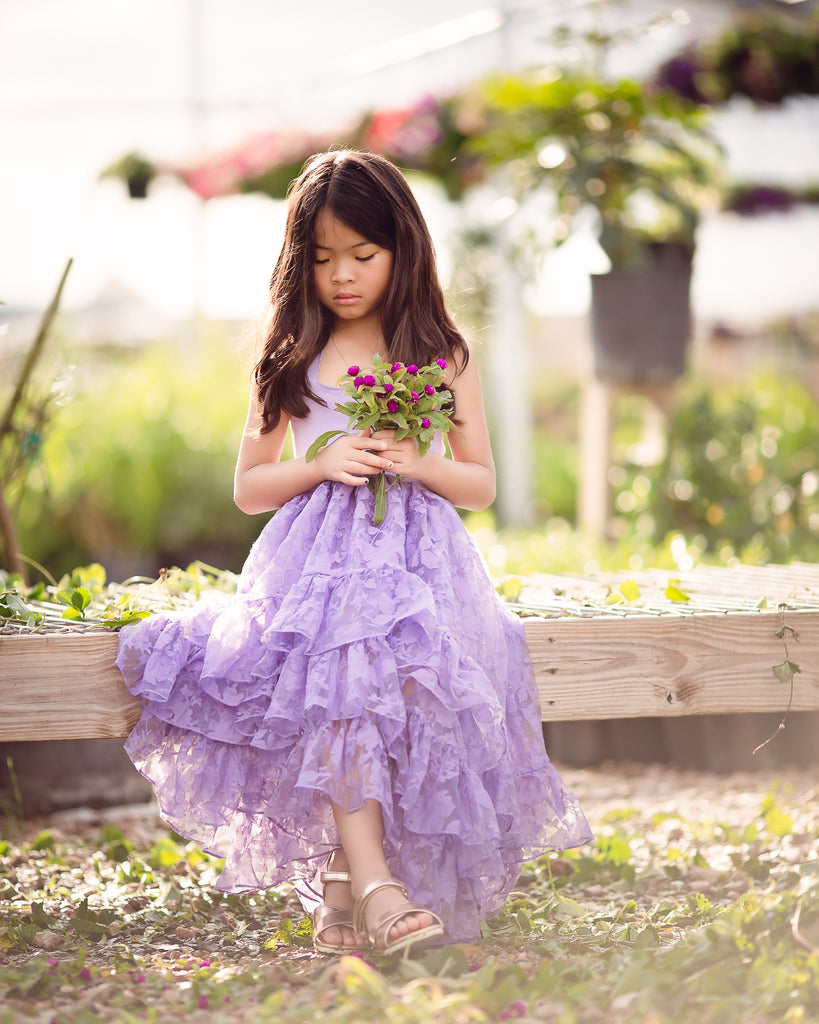 boho flower girl maxi dress purple lavender high low junior bridesmaid photography dress