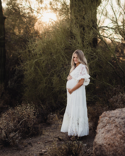 boho lace flowy maternity gown
