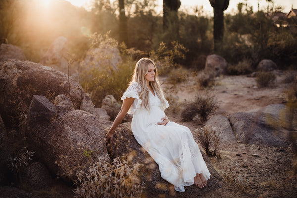 bohemian maternity lace gown