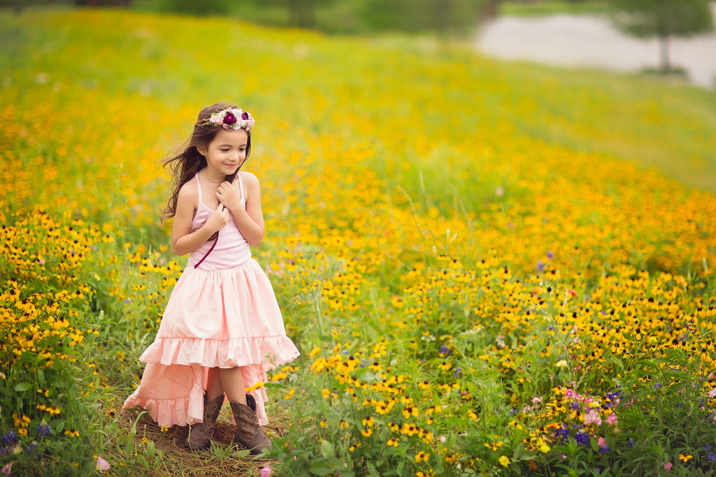 rustic flower girl dress boho blush pink high low maxi dresses for girls toddlers tweens