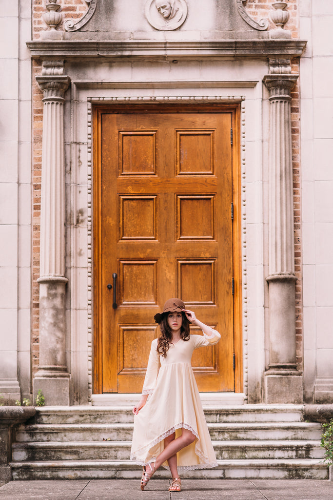 boho rustic ivory flower girl dress