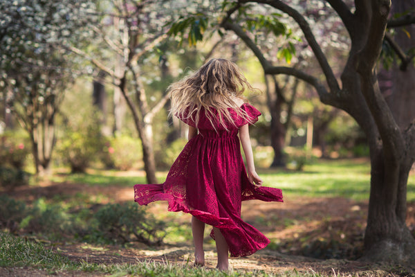 burgundy boho flower girl high low lace dresses