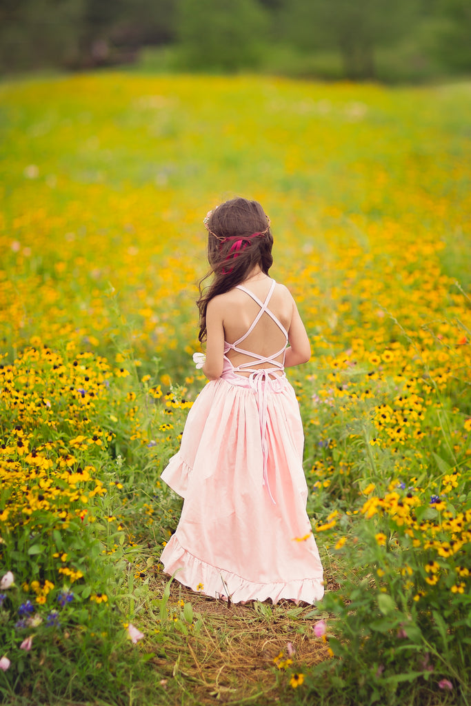 rustic flower girl linen dress blush pink boho high low dresses for girls toddlers tweens