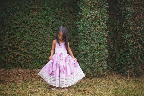 pink floral tea party Easter sundress for girls toddlers - Belle & Kai