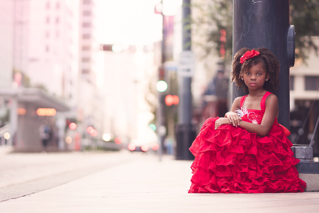 red ruffle rustic vintage flower girl dress Christmas holiday dress