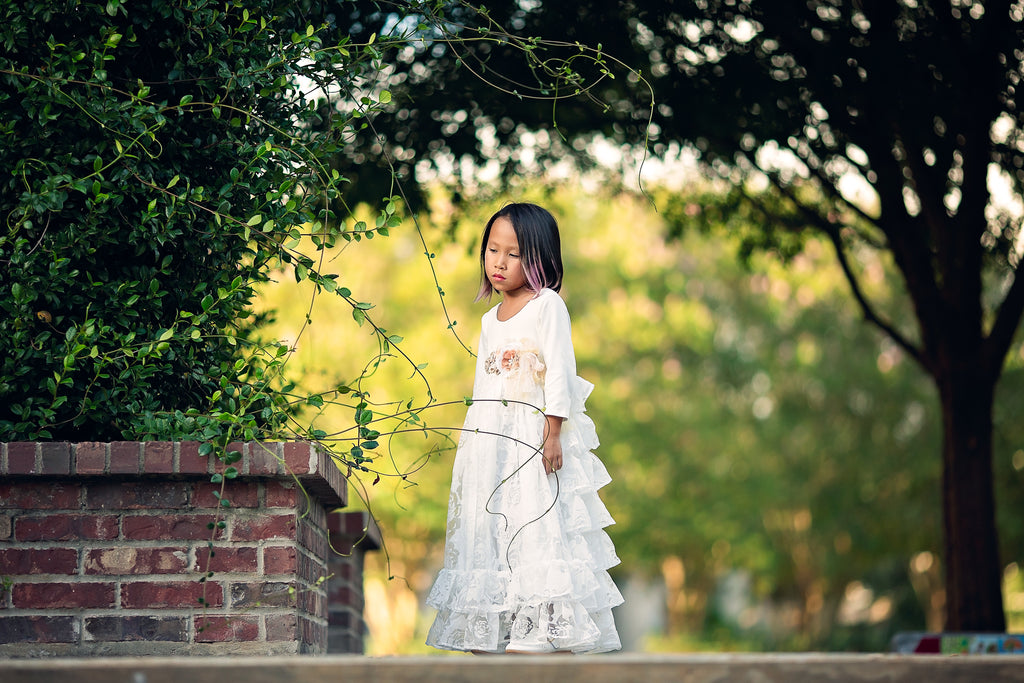 rustic junior bridesmaid ruffle white maxi dress toddler princess flower girl dress