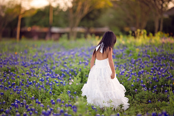 white boho flower girl high low maxi dress