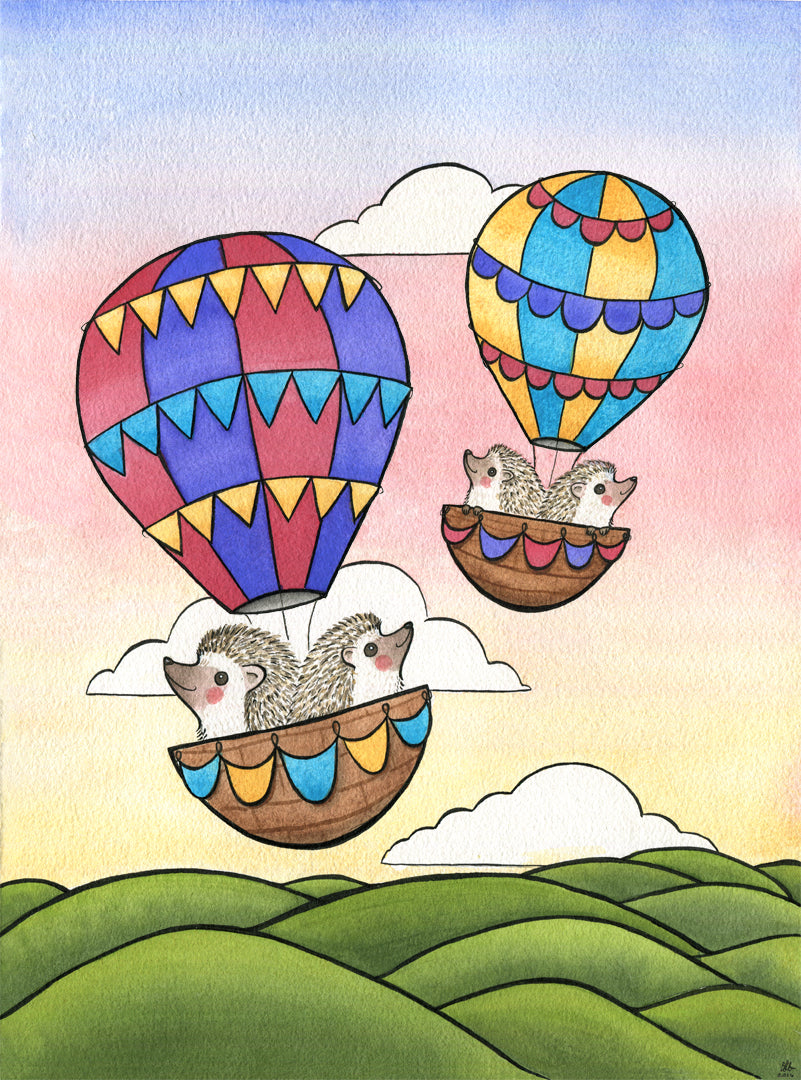 Hedgehogs in Hot Air Balloons