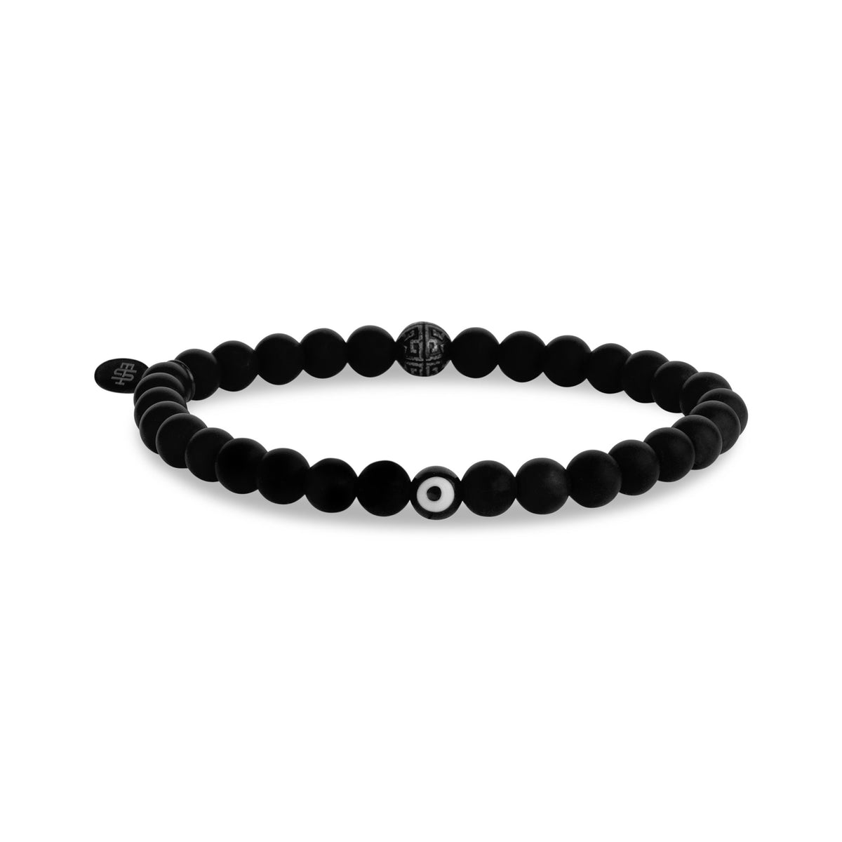 Evil Eye 6mm Matte Black Onyx Bead Bracelet | The Steel Shop