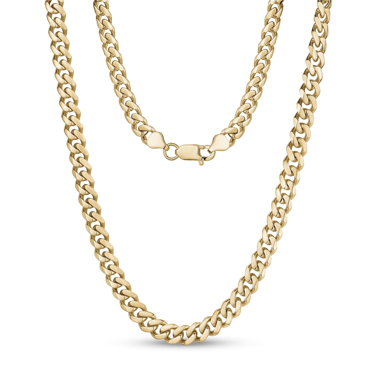 Womens 8mm Stainless Steel Cuban Link Necklace