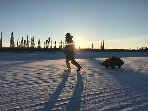 man with sled