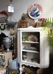 vintage curved white cabinet