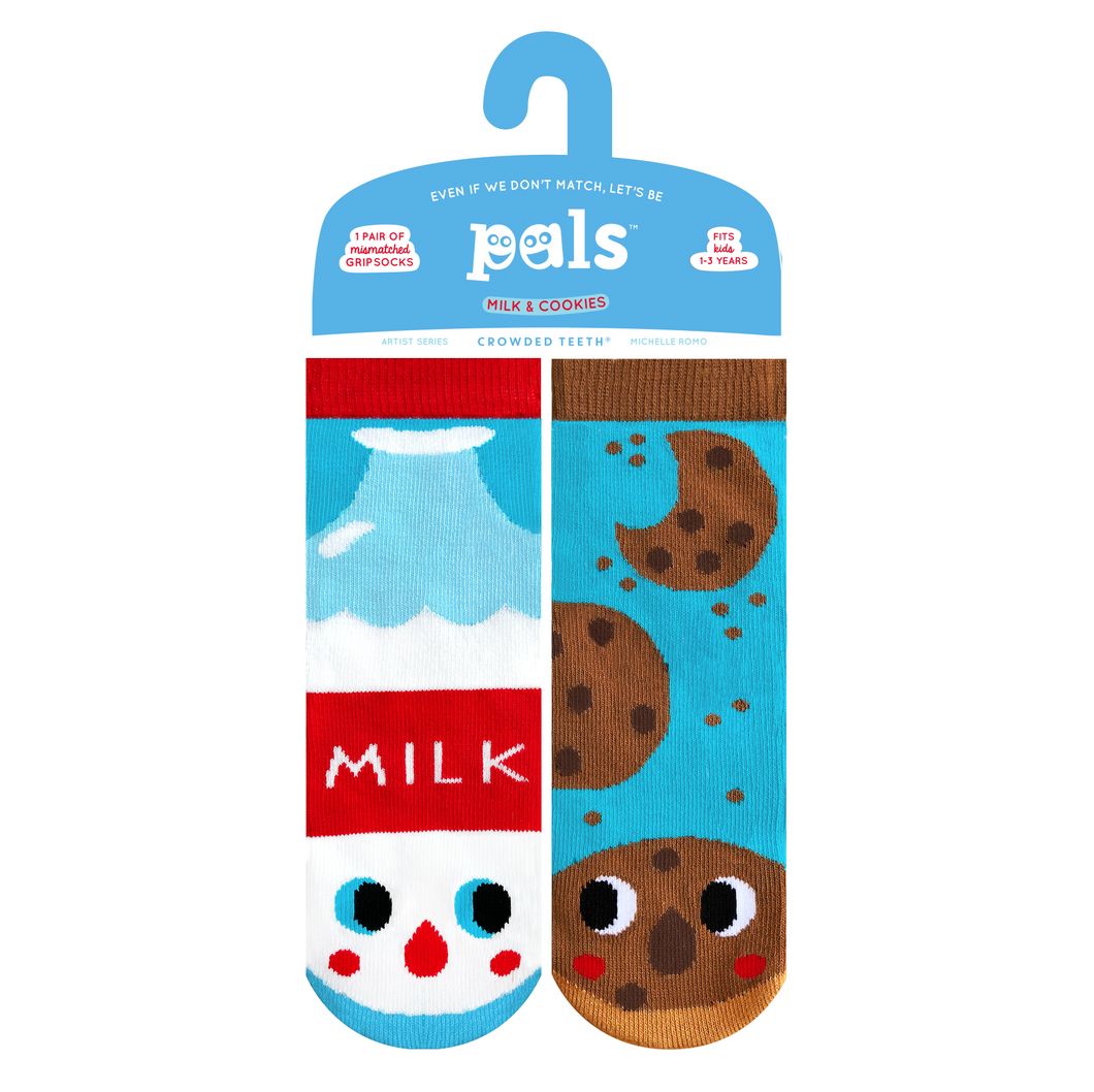 Pals Socks - NEW Milk & Cookies Pals Artist Kids Mismatched Food Socks