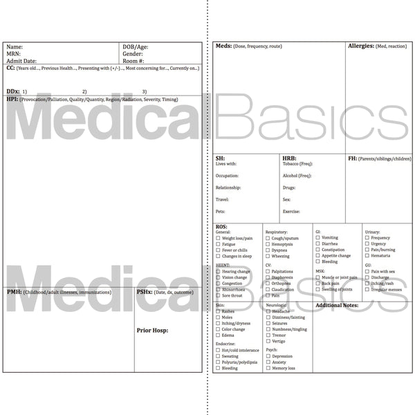 H&P Notebook Larger Print Medical History and Physical 100 Templates