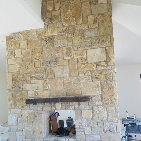 Native limestone fireplace in the Stone Lodge Hearth Room