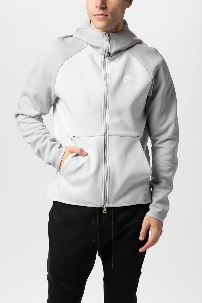 nike tech fleece zip hoodie platinum grey & white