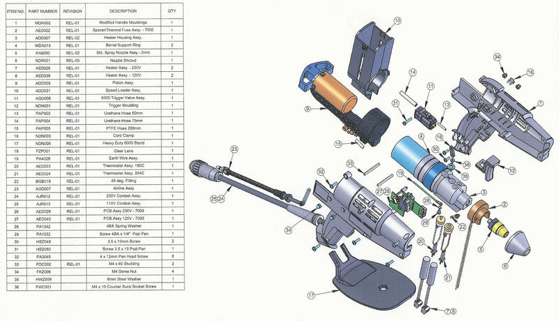 TEC 7300 pneumatic glue gun schematics