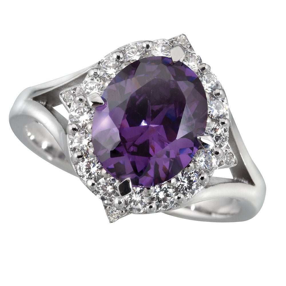 MB-LUXE - Dream Oval Amethyst and Diamond Halo Ring - Markbridge Jewellers