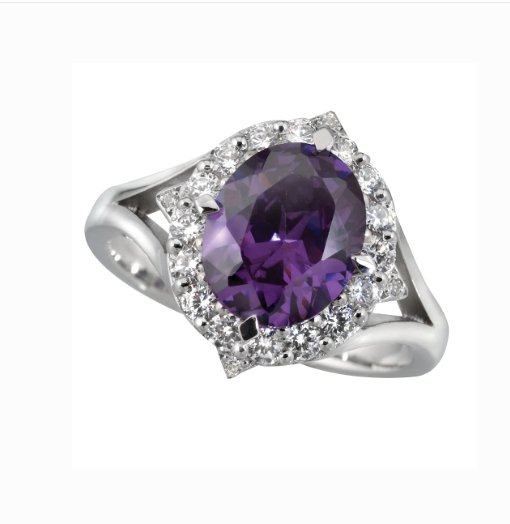 MB-LUXE - Dream Oval Amethyst and Diamond Halo Ring - Markbridge Jewellers