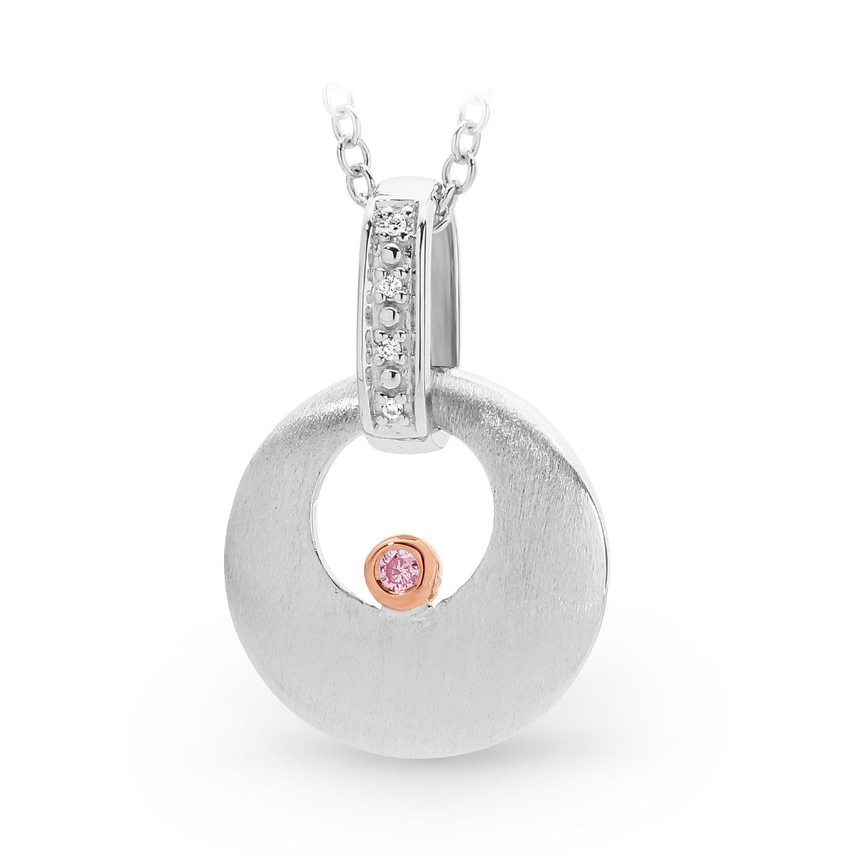 Pink and White Diamond Saucer Shaped Pendant - Markbridge Jewellers