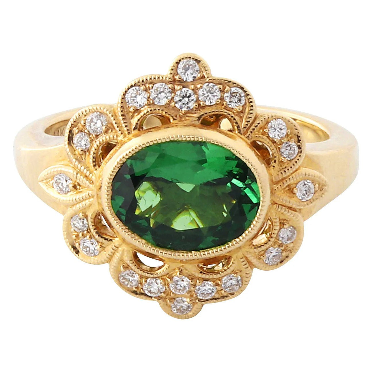 Tsavorite Garnet & Diamond Art Deco Ring - Markbridge Jewellers