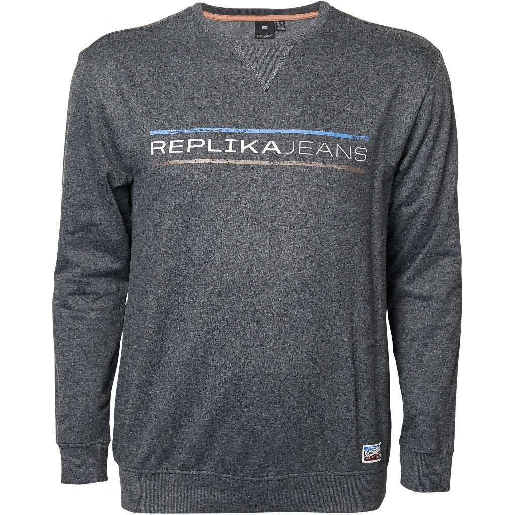 North 56°4 / Replika Jeans (Big & Tall) REPLIKA JEANS Crew-neck Sweat Sweatshirt 0090 Dark Grey Melange