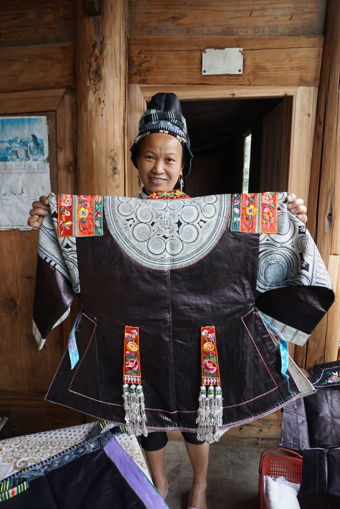 Miao woman artisan China indigo batik