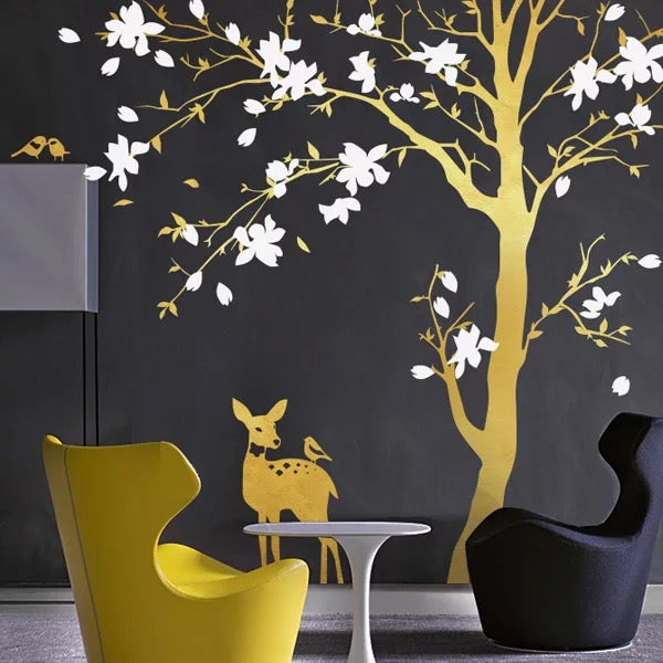 Vinyl Wall Decal Deer Family Forest Wild Animals Trees Nature Kids Roo Wallstickers4you