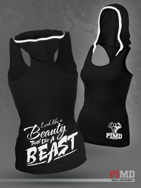 PIMD Women Vest With Hood Black Sleeveless Fitness Tank Tops Gym Vest NEW 
