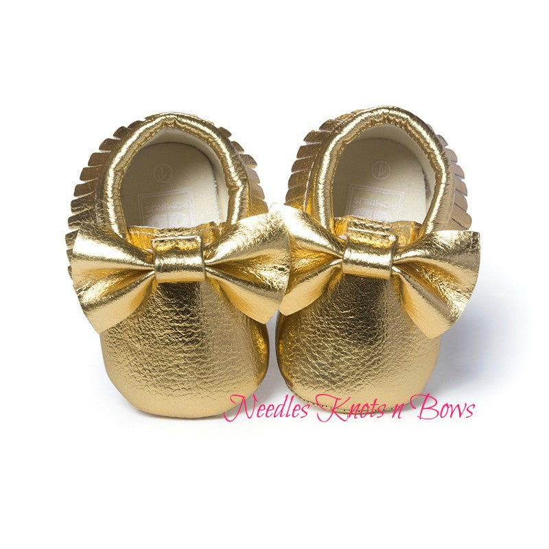 baby girl gold moccasins