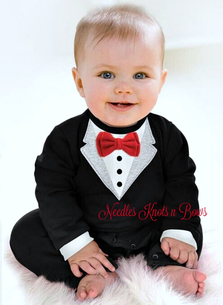 baby boy in tuxedo