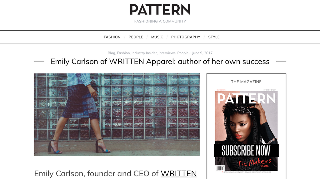 Read Emily's Interview with PATTERN Magazine