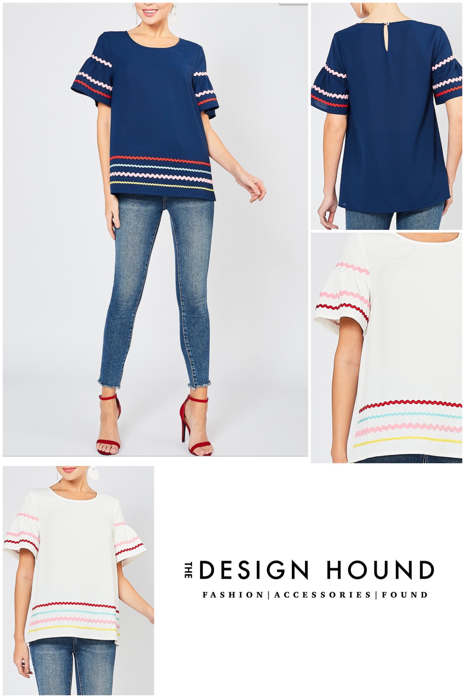 Pre Order Sonoma bell sleeve Top with ribbon stitched detail