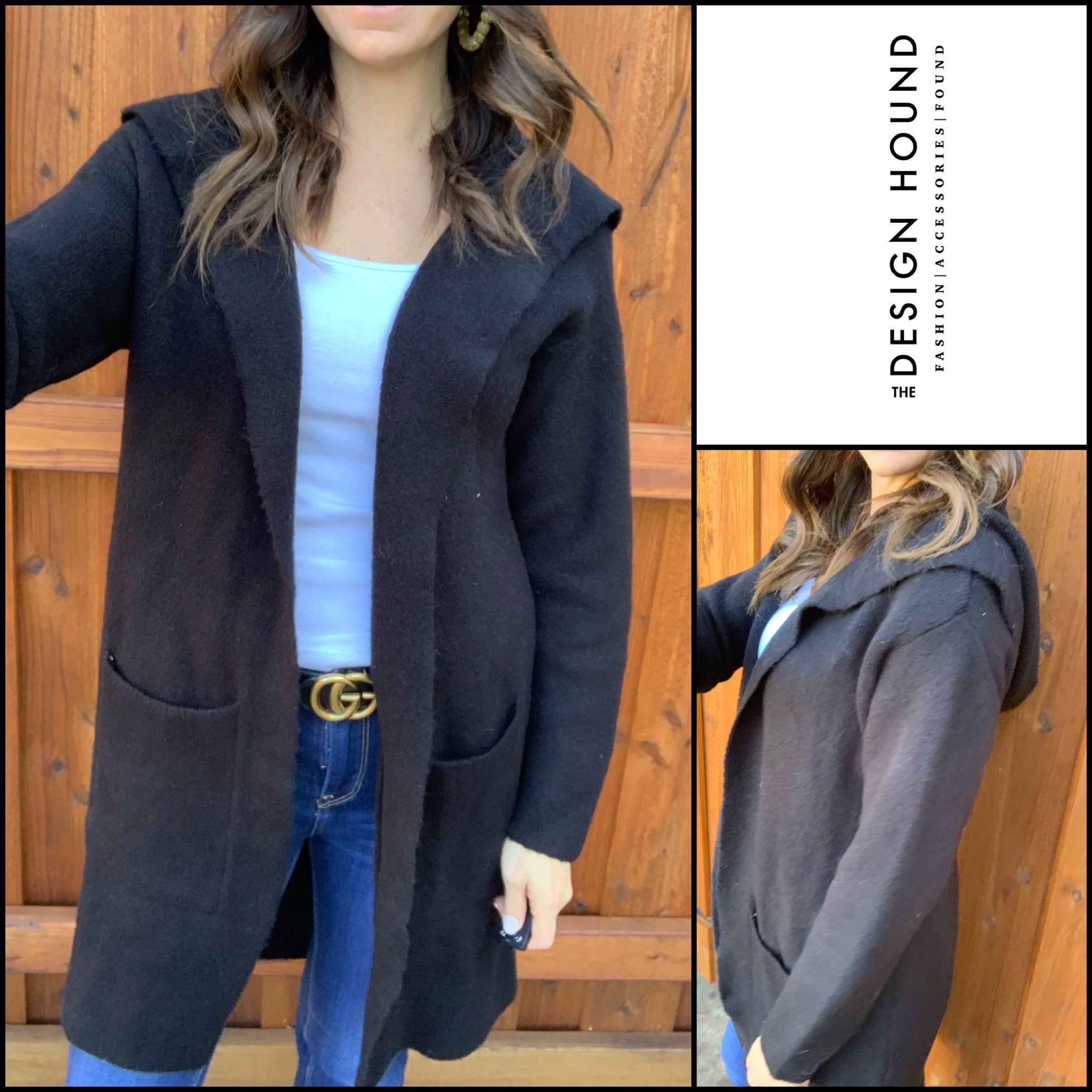 Harvard Black Sweater Hooded Cardigan