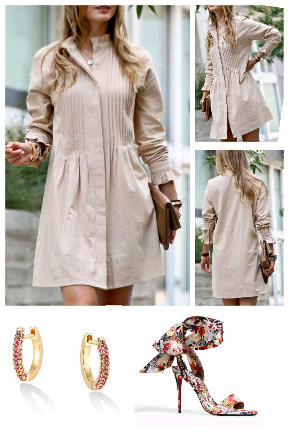 Mockingbird Pleated Button down shirt dress