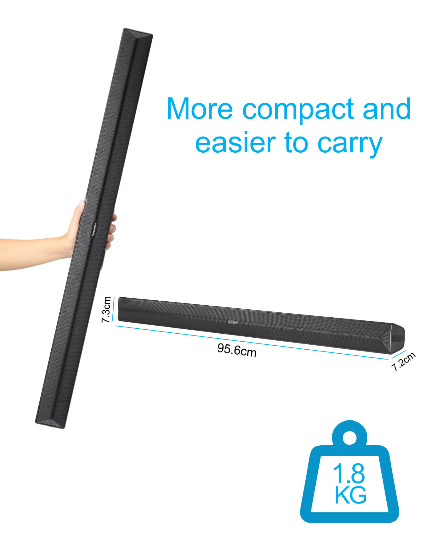 Portronics Sound Slick II: Wireless TV Sound Bar & Portable Sound Bar compact size easy to carry