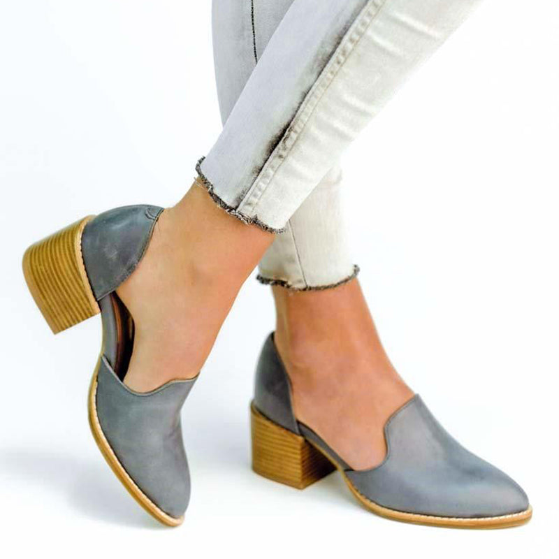 chunky heel slip on shoes