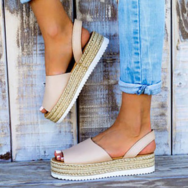 Akvarium I modsætning til Bunke af Fashion Espadrilles Thick-Soled Peep Toe Flat Sandals – MagCloset