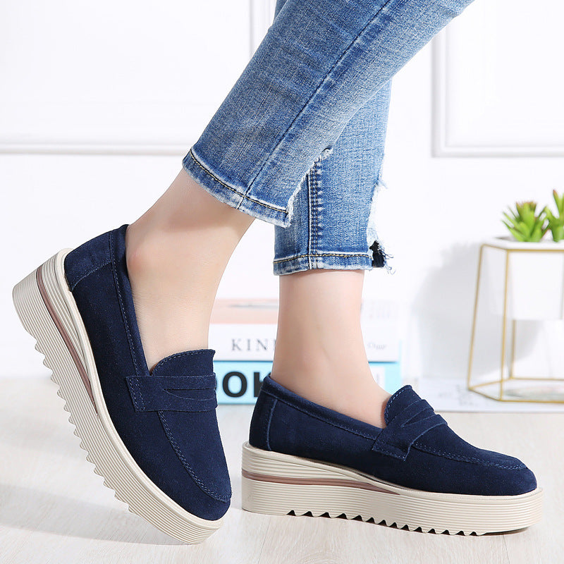 Genuine Leather Comfy Platform Slip On 