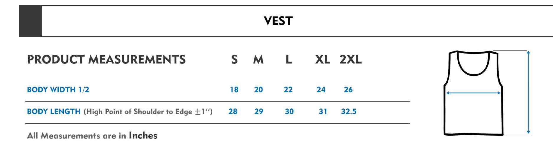 vest size chart