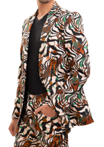 Brown Green Zebra 2-Pieces Suit