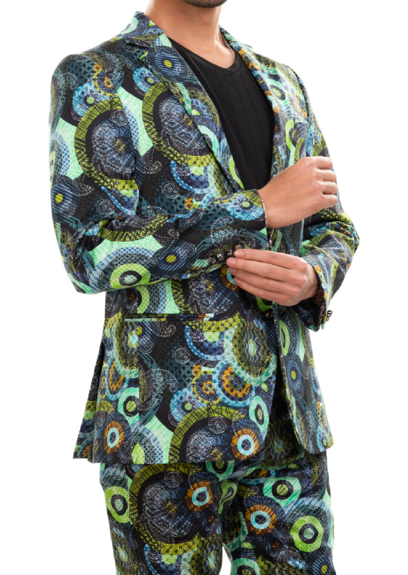 Green Circle Collage 2-Pieces Suit