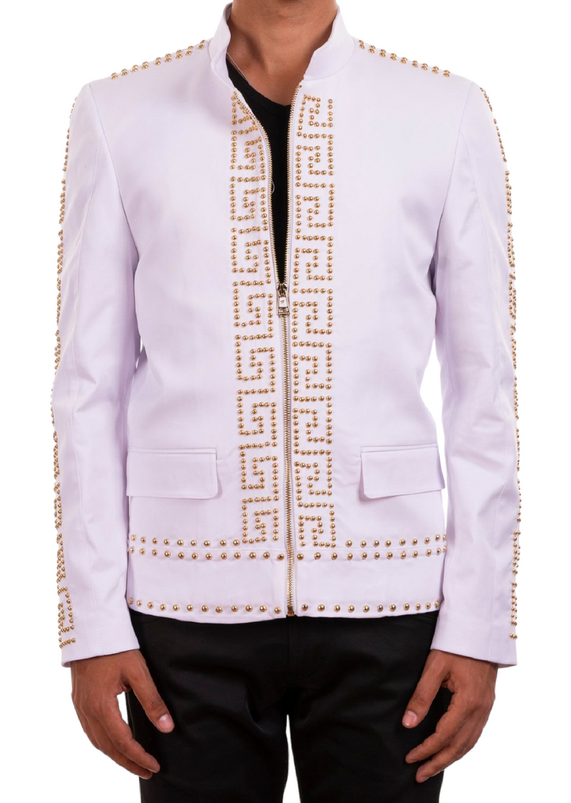 White Gold "Meander" Studded Jacket