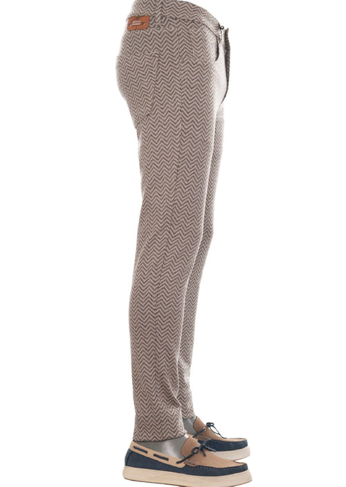 Beige Zigzag Detailed Knit Pants