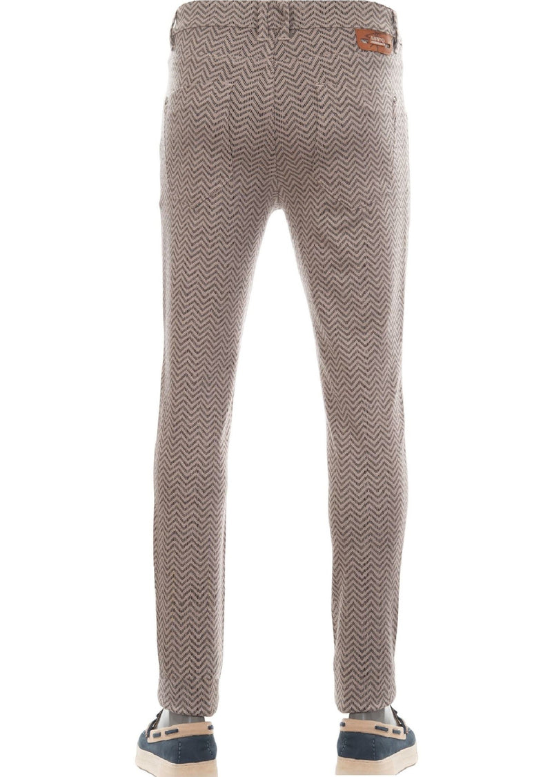 Beige Zigzag Detailed Knit Pants