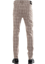 Brown Plaid Linen Stretch Pants