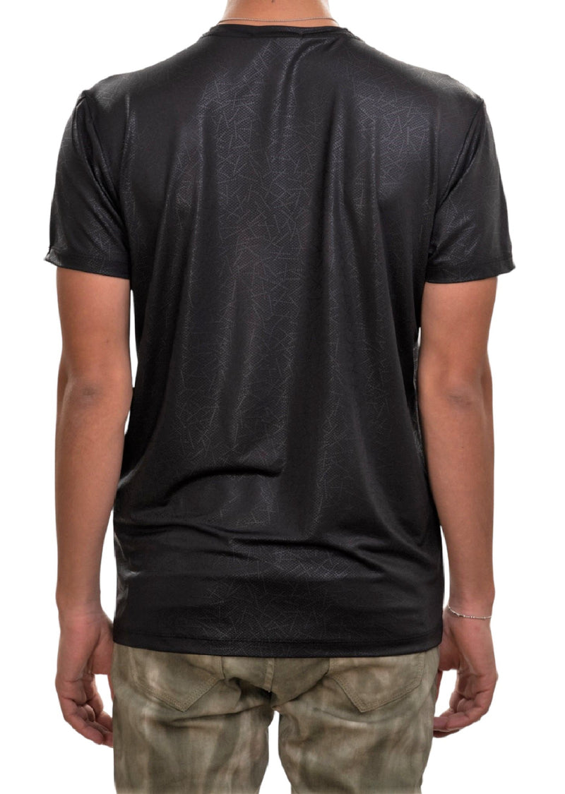 Black "Line" Tech Print Tee